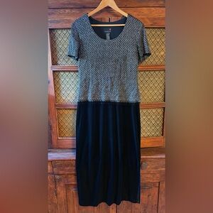 Vintage Scarletti Evening Dress Beaded Formal Gown Black Silver Y2K